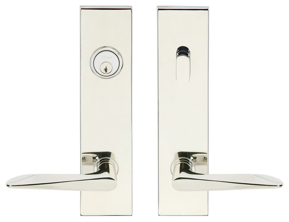 Ecco Lever, Tubular Entry, Single Cylinder, Left Hand, Polished Stainless Steel