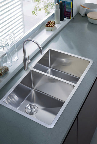 Undermount Stainless Steel Kitchen Sink, 33", Double Bowl