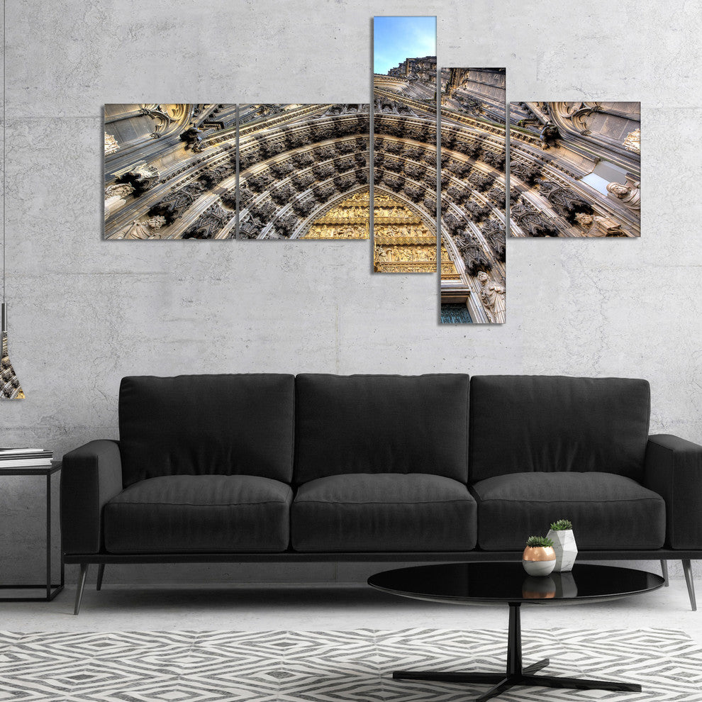 Facade of the Dom Church in City, Cityscape Art Canvas Print, 60"x32", 5 panels