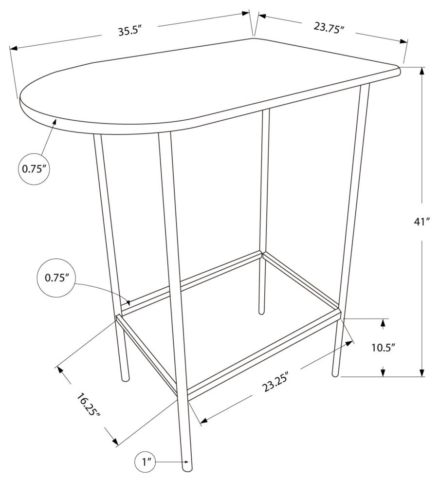HomeRoots 23.75" x 35.5" x 41" Grey Mdf Metal Accent Table