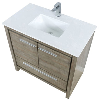Lafarre 36 Rustic Acacia Vanity,Quartz Top, Sink, Nickel Faucet Set