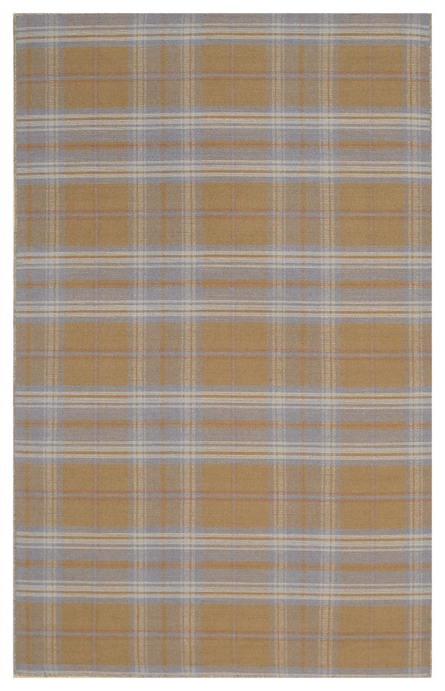 Gold Transitional Geometric Plaid Area Rug