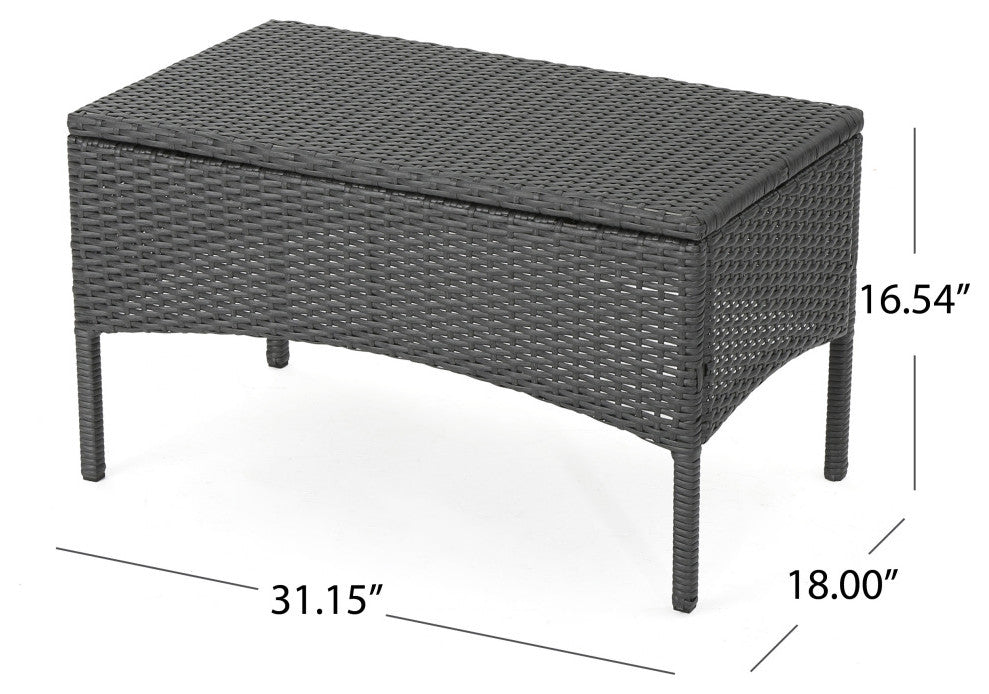 GDF Studio 4-Piece Cordyline Outdoor Wicker Chat Set With Cushions