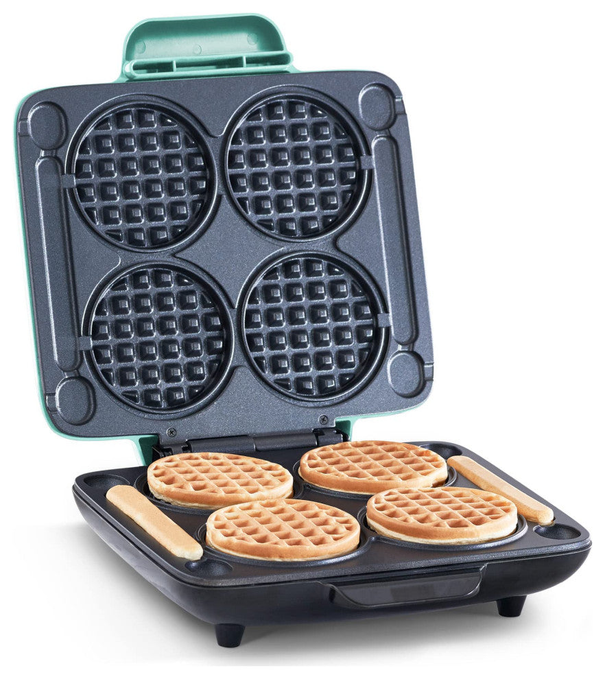 Multi Mini Waffle Maker: Four Mini Waffles, Perfect for Families and Individuals, Aqua