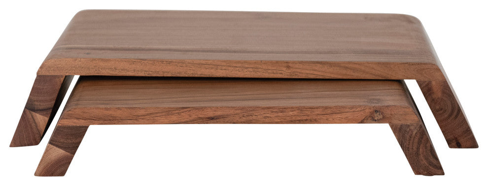 Acacia Wood Nesting Pedestals Natural, Set of 2