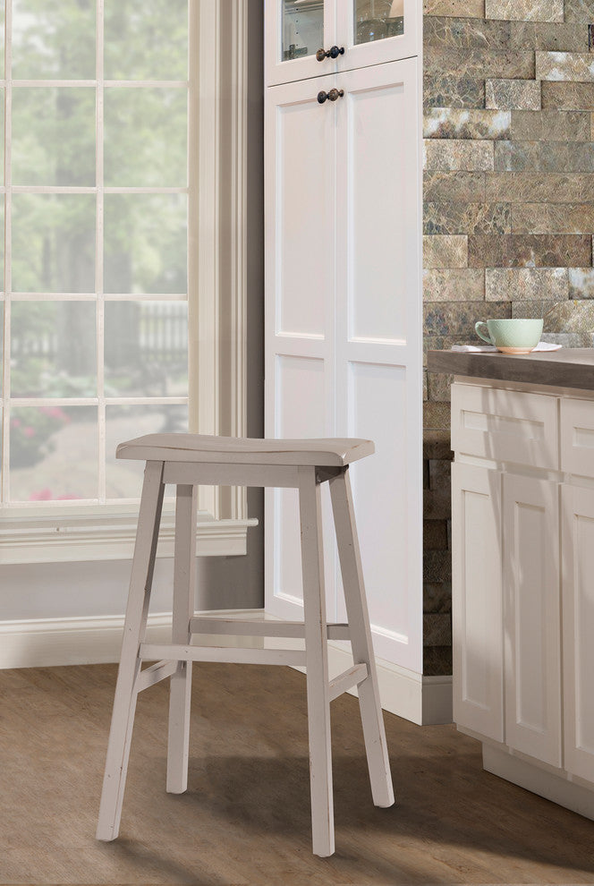 Hillsdale Moreno Wood Backless Bar Height Stool with Saddle Style Seat