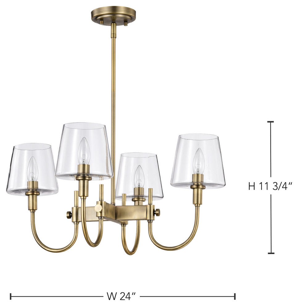 Brookside 4 Light Chandelier, Clear Glass