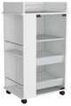 Lusk Bar Cart With Casters, Glass Door, 2 Inner Shelves, and Shelves, White