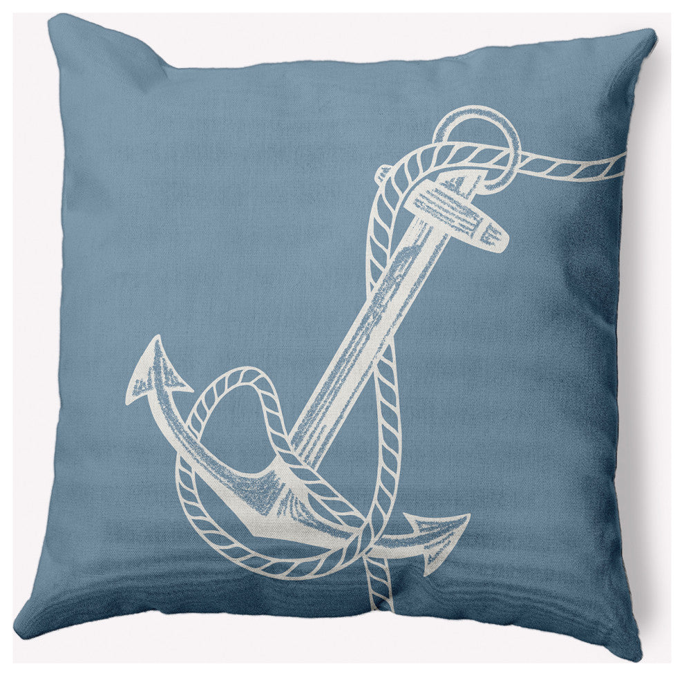 26x26" Anchored Nautical Decorative Indoor Pillow, Dusty Smoke