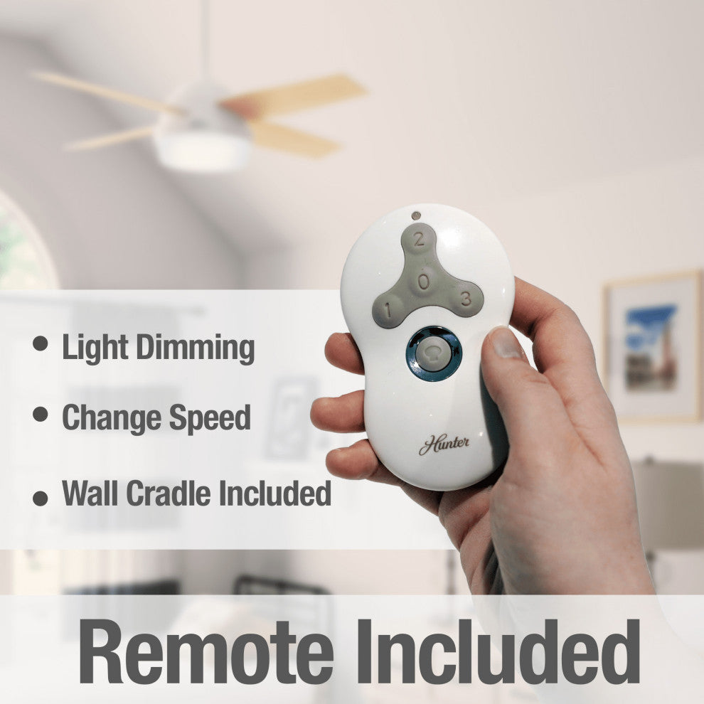 Hunter Fan Company 44" Dempsey Fresh White Ceiling Fan With Light/Remote
