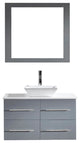 35" Single Bathroom Vanity, Gray, White Stone, Brushed Nickel