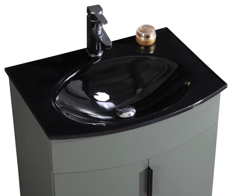24" Pewter Green Bathroom Vanity, PVC