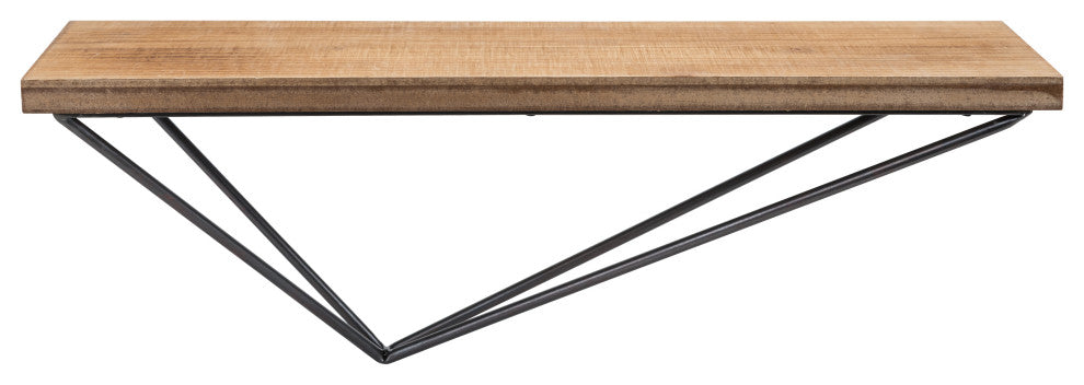 Danya B. Rustic Wall Mount Pine Wood Display Shelf With Asymmetrical Bracket