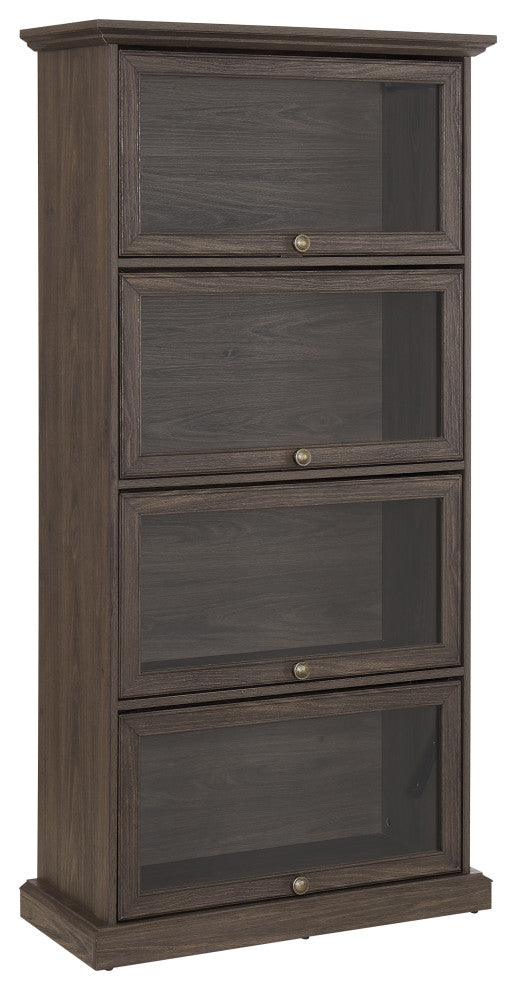 TATEUS  4 Tier Glass Display Cabinet with Flip-Up Doors for Collectibles