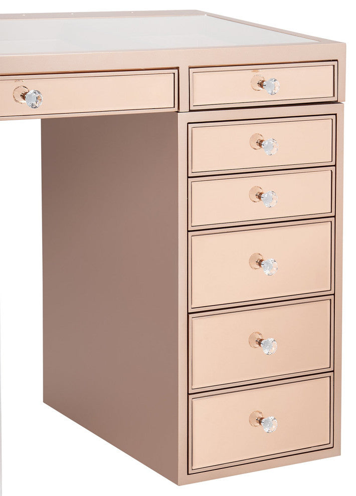 SlayStation Plus Premium Mirrored Vanity Table, Rose Gold