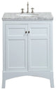 Eviva New York 24" White Bathroom Vanity, With White Marble Carrera Top and Sink