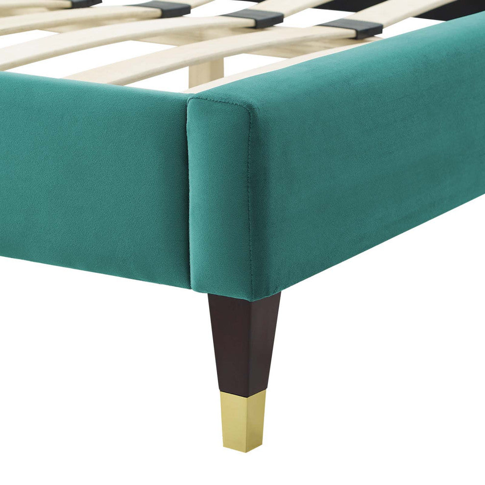 Current Performance Velvet King Platform Bed, Teal
