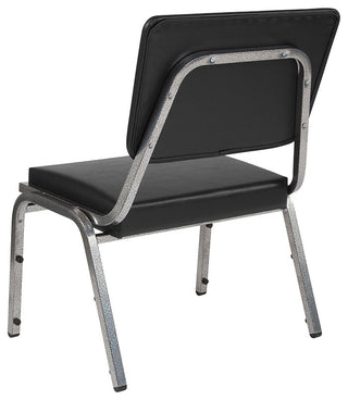 Black Antimicrobial Vinyl Bariatric Chair With Panel Back and Silver Vein Frame
