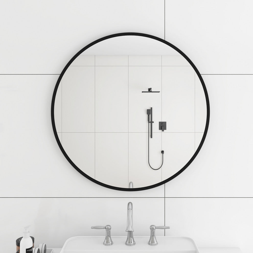 Round Framed Wall Mounted Bathroom Vanity Mirror, 30''