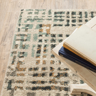 Carolina Distressed Grid Area Rug, Beige, 7'10"x10'