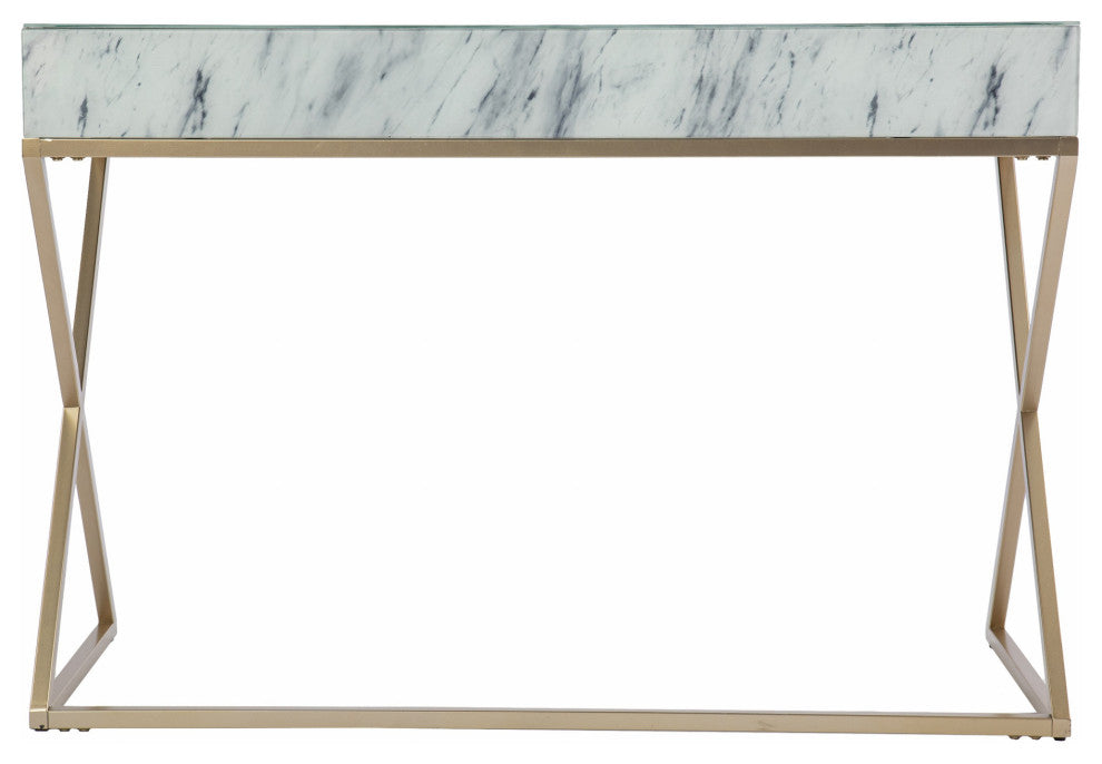 Faux Marble Writing Desk with Storage