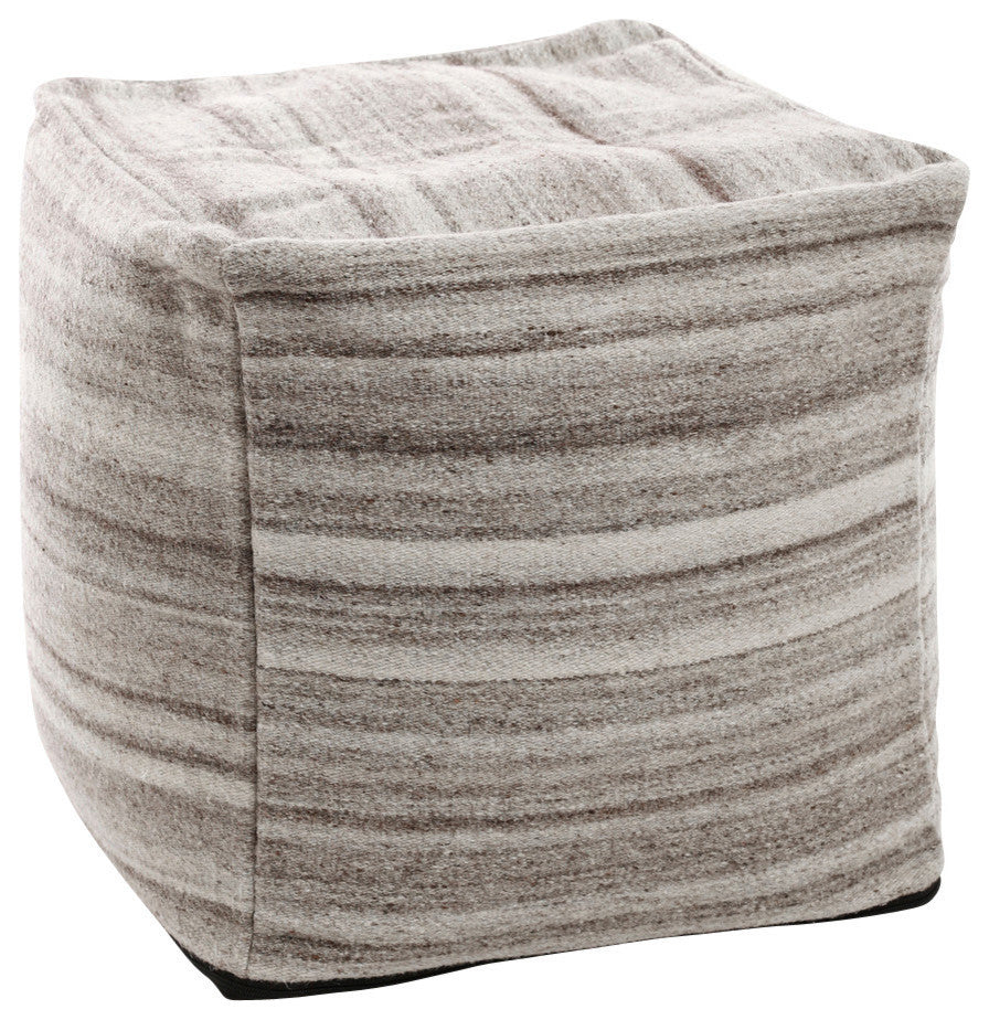 Marble Pattern Wool Pouf, Gray