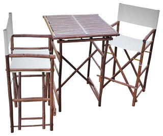 Director High Square 3-Piece Table Set, White, Espresso