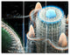 Blue Fractal Infinite World, Abstract Art on Canvas, 36x28, 3 Panels