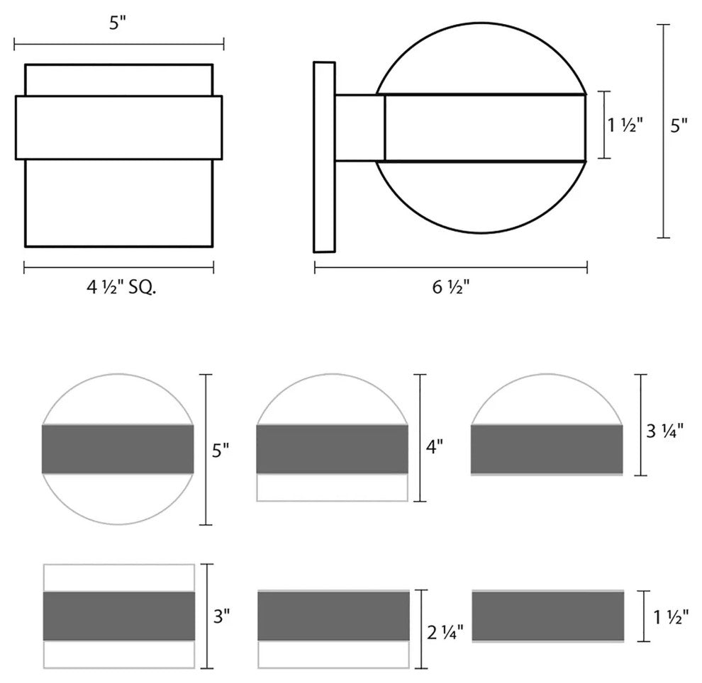 Sonneman 7302.DL.PL-WL REALS 2 Light 5"W Integrated LED Outdoor - Textured Gray