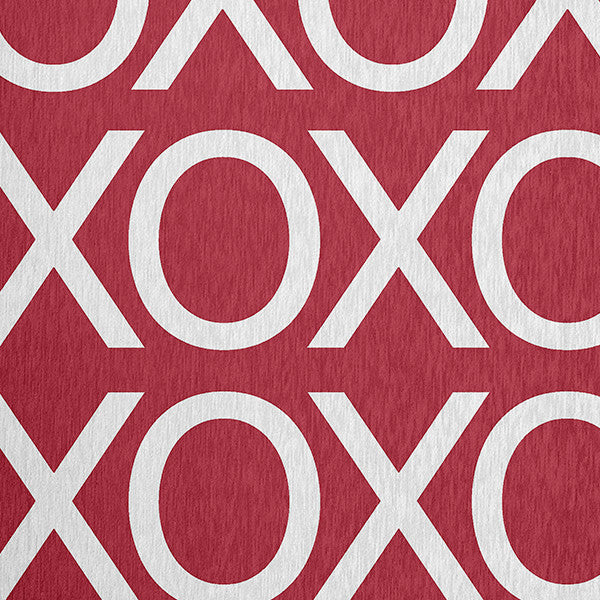 Hugs and Kisses Valentines Chenille Rug, Brick, 5'x7'