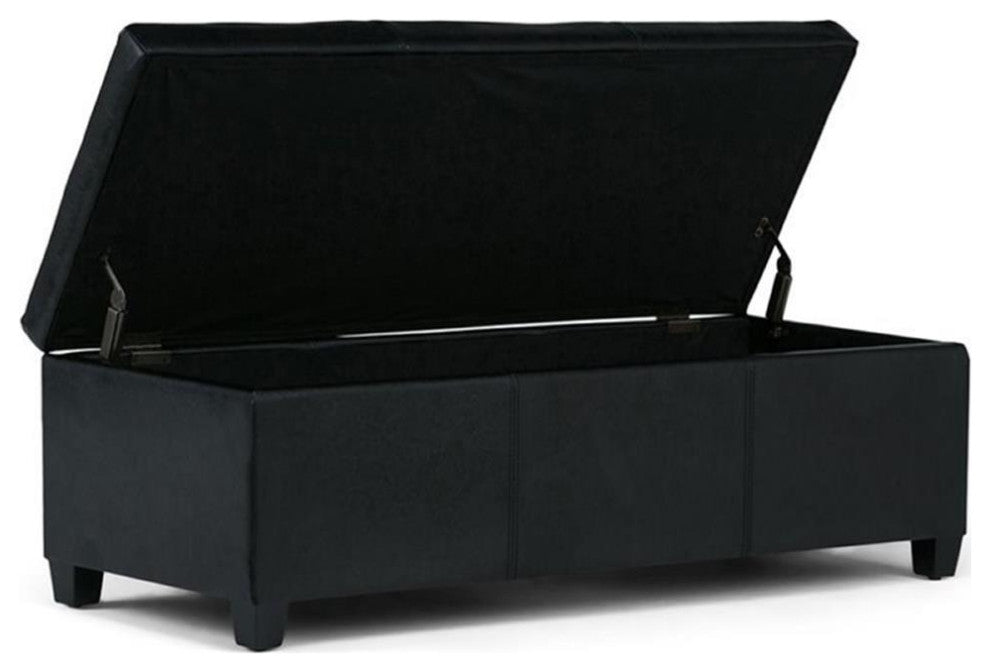 Atlin Designs Faux Leather Storage Bench in Black