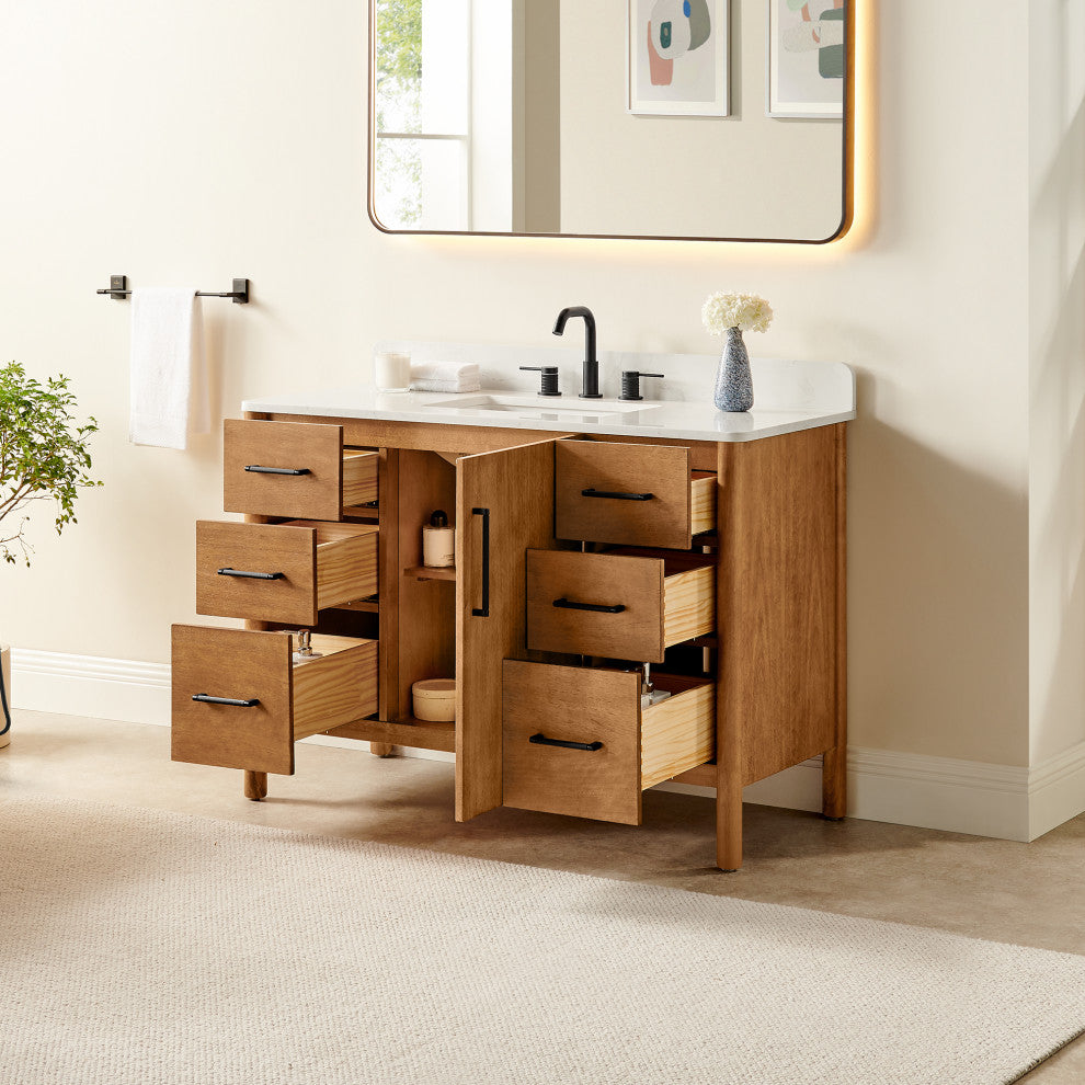 Velora Bathroom Vanity, Mango Brown, 48", No Mirror