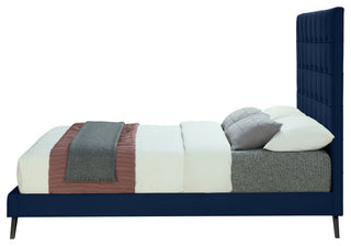 Elly Velvet Upholstered Bed, Navy, Queen