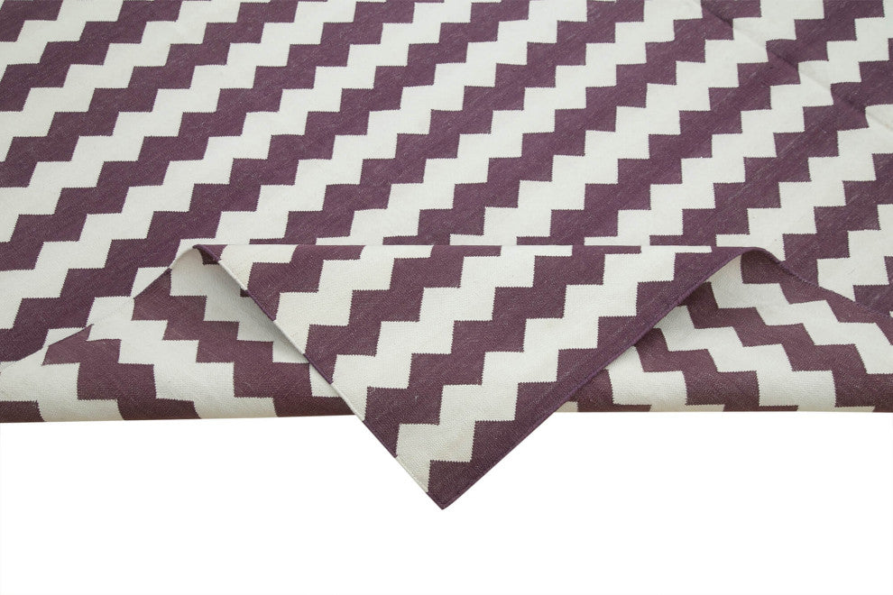 Rug N Carpet - Handmade Wool 8' 0'' x 10' 0'' Geometric Dhurrie Kilim Rug