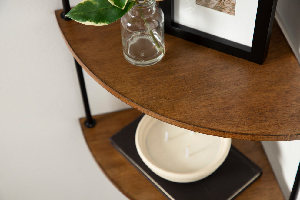 Walters Corner Shelf, Rustic Brown/Black, 17"x12"x35"