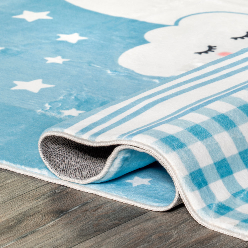 Nuloom Peaceful Night Washable Kids Rug, Blue 3' x 5'