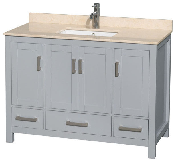 Wyndham WCS141448SGYIVUNSMXX 48 inch Vanity in Gray with Ivory Marble and Square