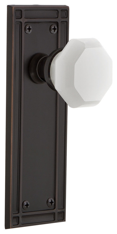 Mission Plate Single Dummy Waldorf White Milk Glass Knob, Timeless Bronze
