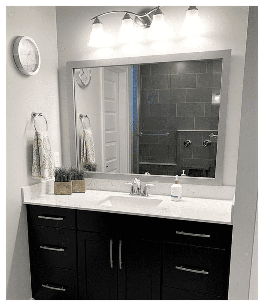 Meade Framed Wall Mirror, Brushed Silver, 28"x54"