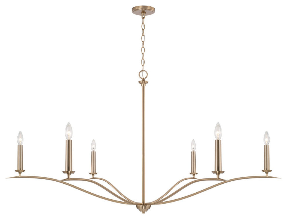 Grady Six Light Chandelier in Matte Brass