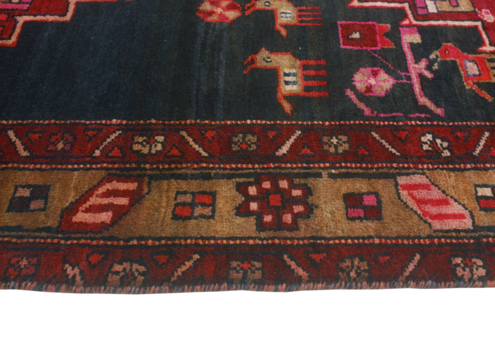 Fine Vintage Distressed Changeez Burgundy/Navy Runner, 3'6x10'0