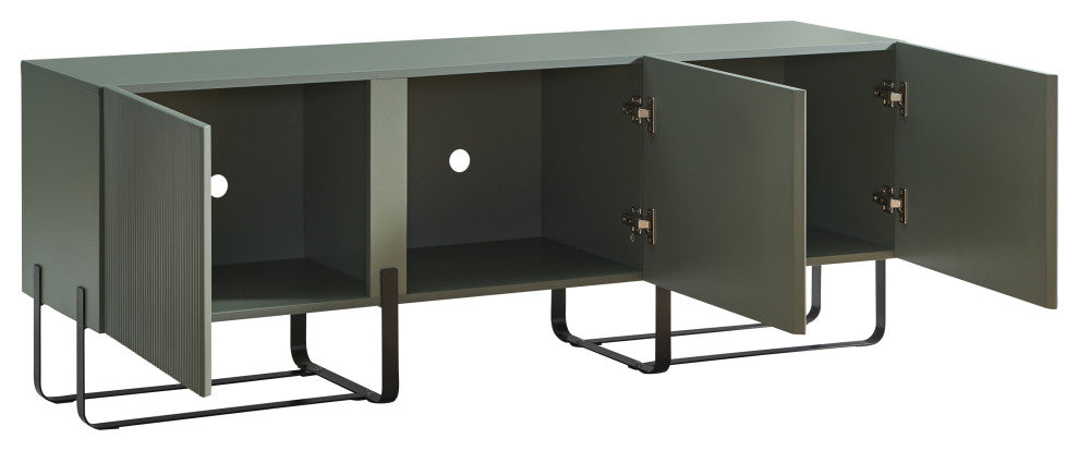 Danel Low Profile 60" W Tv Stand Fits up to 65" With 3-Cabinets, Sage Green