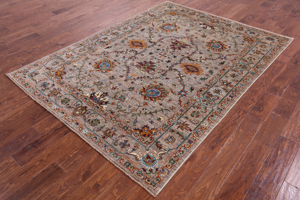 5' 9" X 7' 10" Persian Tabriz Hand Knotted Wool Rug - Q12491