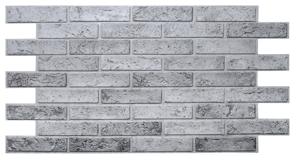 Silver Brick 3D Wall Panels, Set of 5, Covers 26 Sq Ft