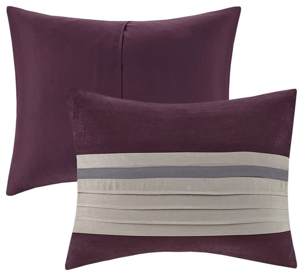 Madison Park Palmer Vera Microsuede 7-Piece Comforter Set, Purple