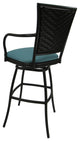 Outdoor Patio Extra Tall Spectator Swivel Bar Stool, Erin Aqua Linen Brown, 35"
