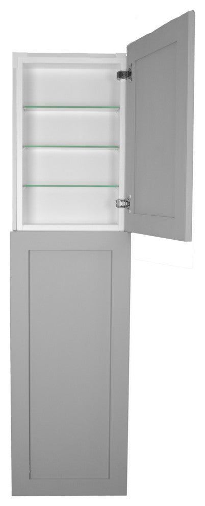 Fruitville Shaker Style Frameless Recessed Wood Pantry Cabinet, 14x44, Primed Gray