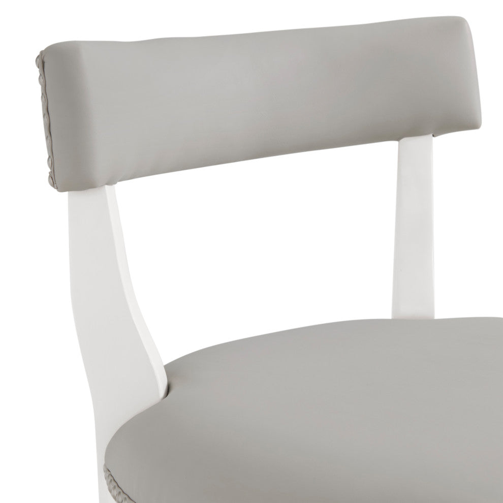 Hanover Swivel Bar Stool, White and Gray, Counter Height
