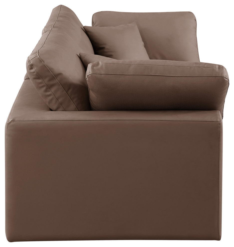 Comfy Upholstered Modular Sofa, Brown, 2-Piece: 2 Corner Chair, Vegan Leather