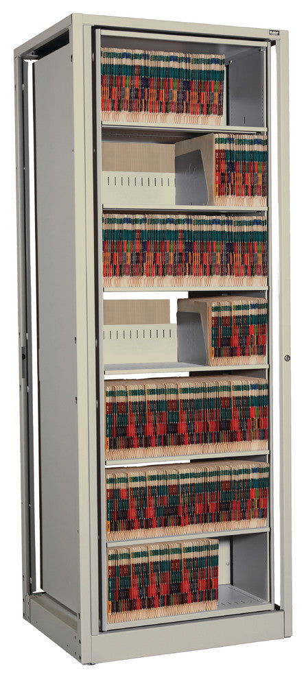 EZ2 Rotary File Shelving, 7 High, Legal Depth, Locking Adder, Bone White